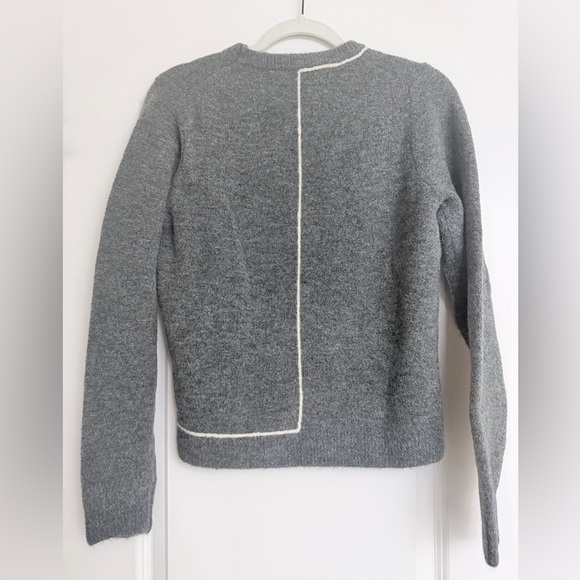 NWT Zara Charcoal Crew Neck Sweater with Contrast Piping - Picture 10 of 11